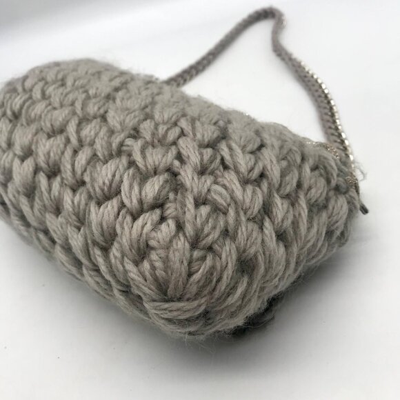 Lorenza Gandaglia Gray & Gold Lurex Crochet Flap Shoulder Bag - Picture 7 of 12